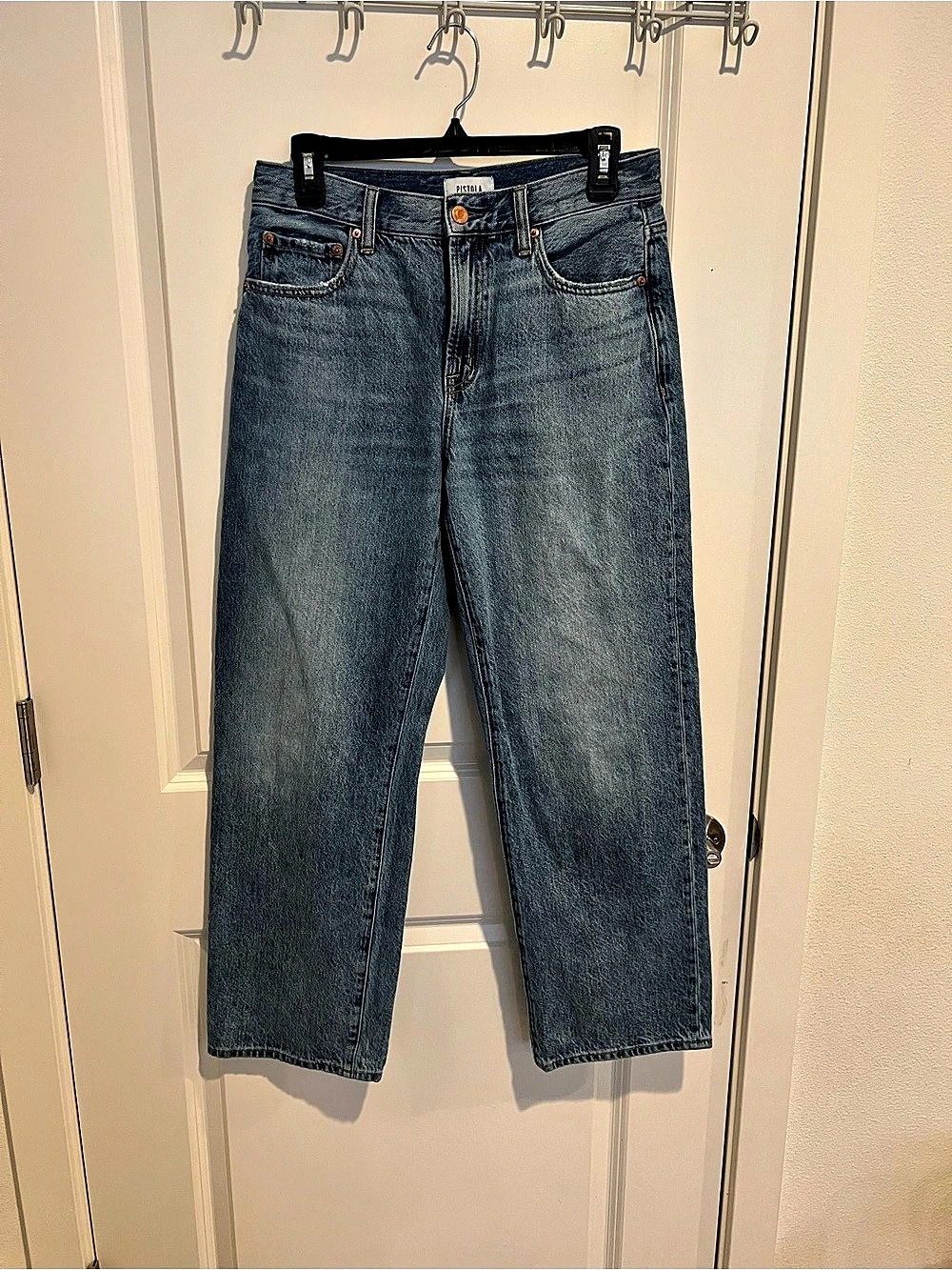 Pistola Lexi Distressed Barrel Leg jeans 100% Cotton Waist 27
